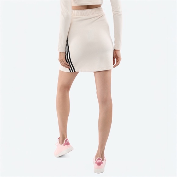 Adidas BH Elastic Waist Layered Skirt in Cream Beige - Picture 4 of 7